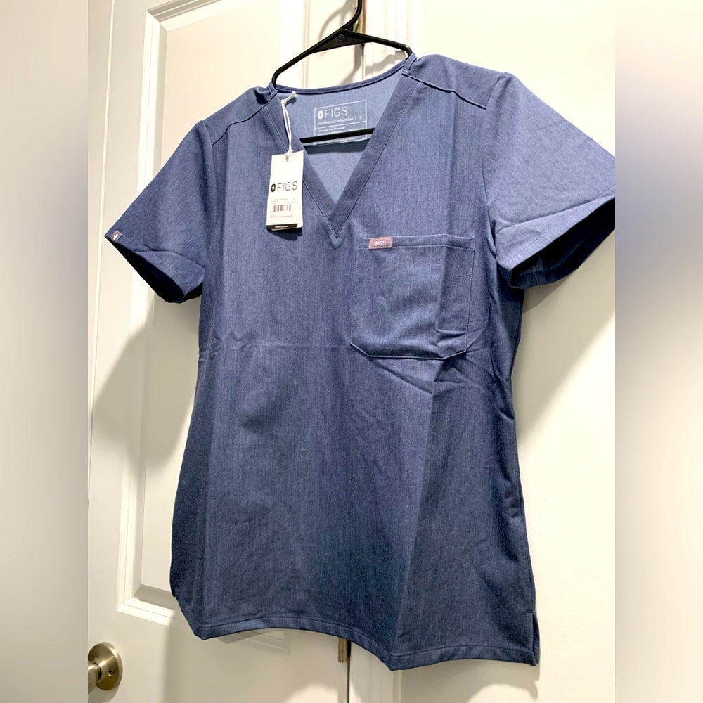 Figs Heather Denim Catarina Scrub Top